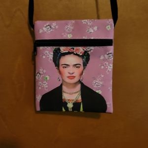 Frida Khalo Small Crossbody Purse Print on Pink New Without Tags